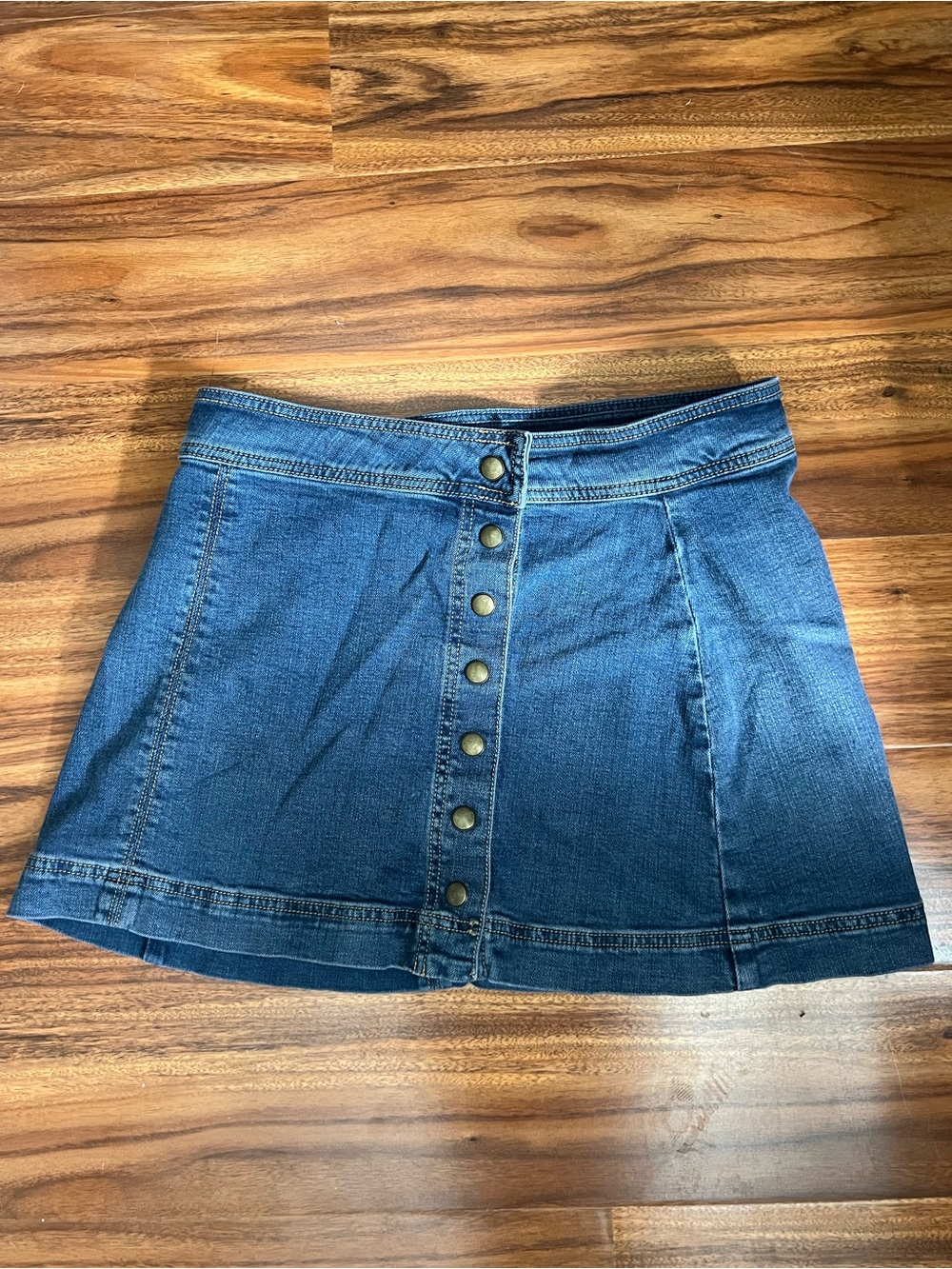 Free People Deniun Button-Front Denim Mini Skirt - Picture 1 of 3